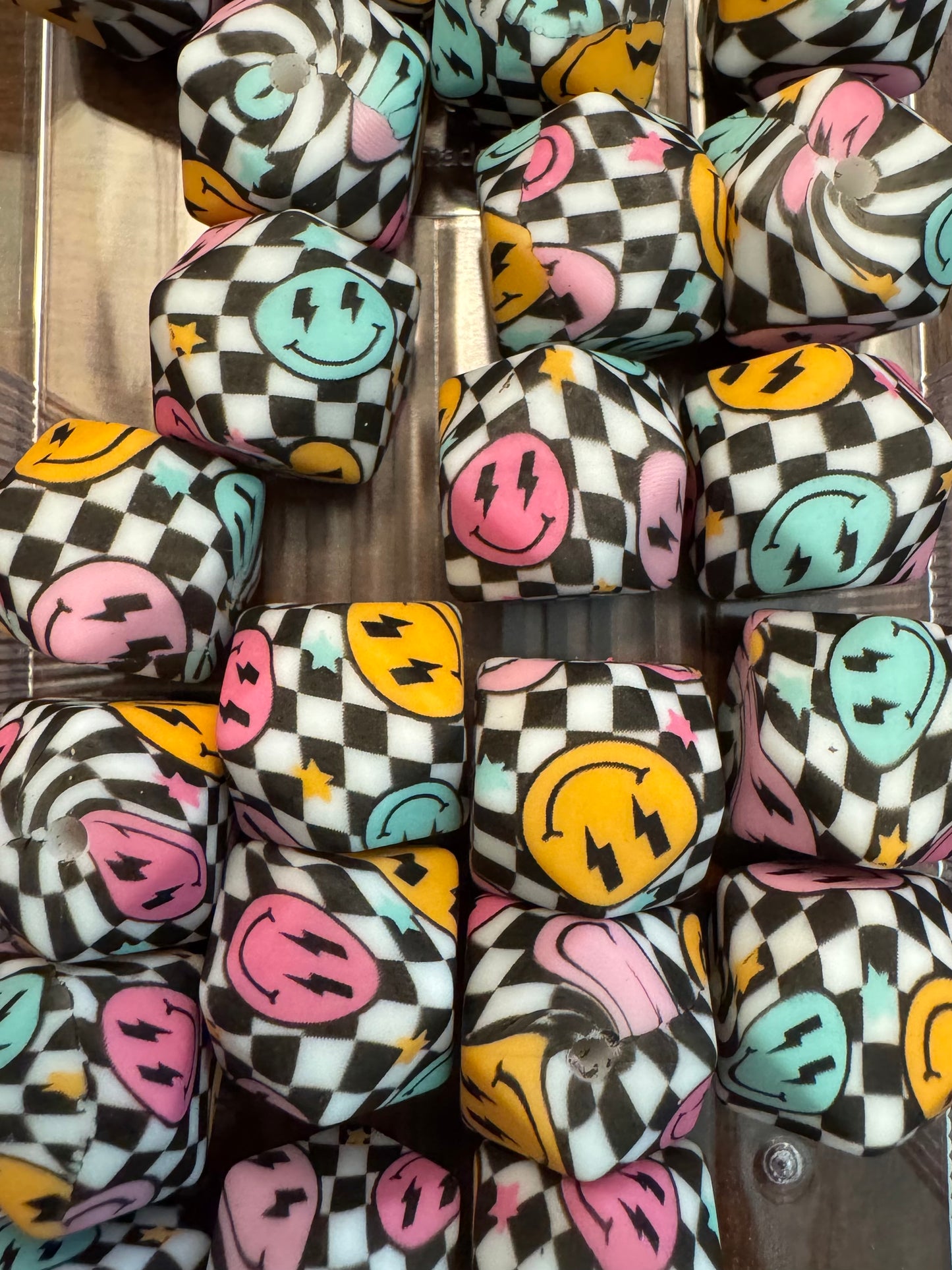 Hexagon Smile silicone beads